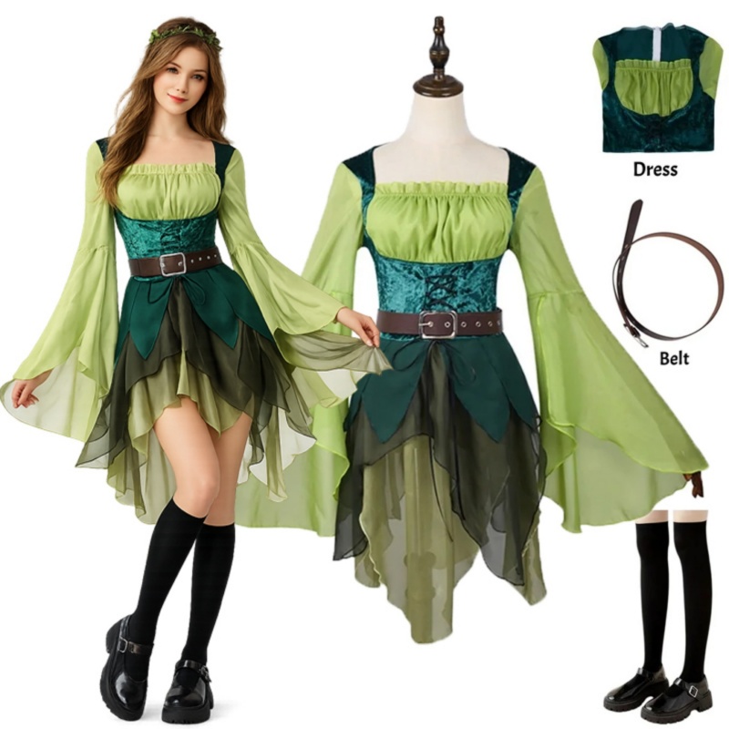 Women's Elf Medieval Green Fai - Medieval Renaissance Dress Women review and price