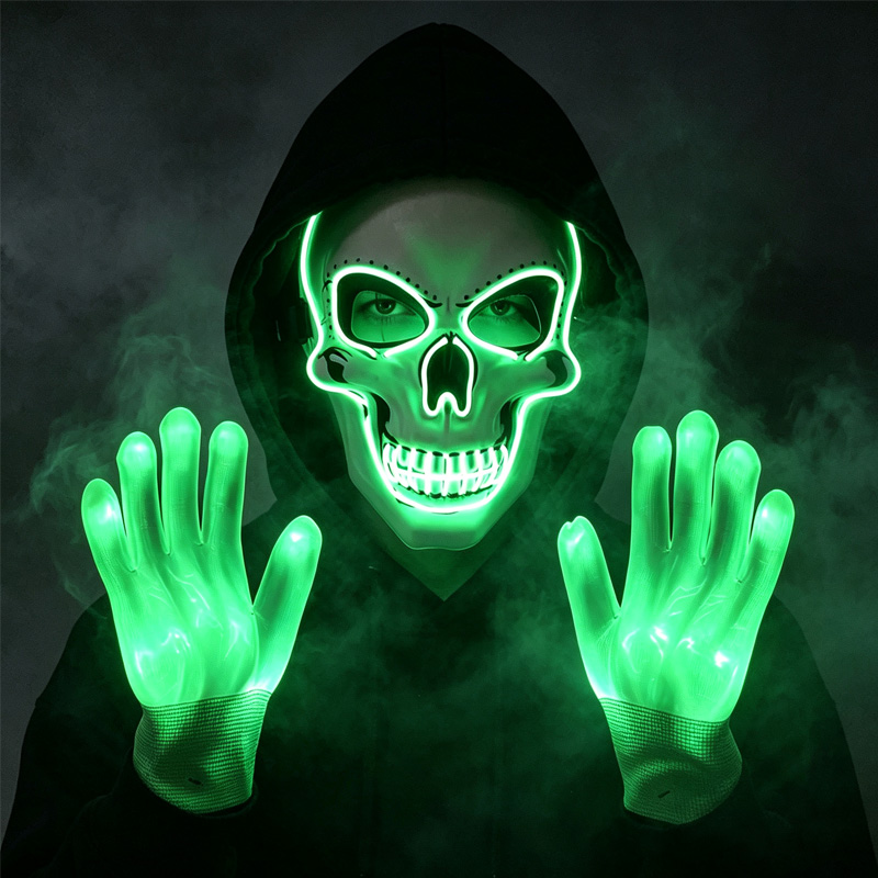LED Skull Mask Light Up Gloves - Led Purge Mask Halloween review and price